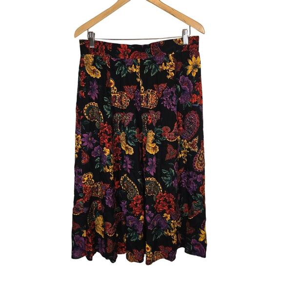 Vtg Norton McNaughton Paisley Multicolor Midi Skirt 14 Fall Moody Floral Stretch - Picture 1 of 6